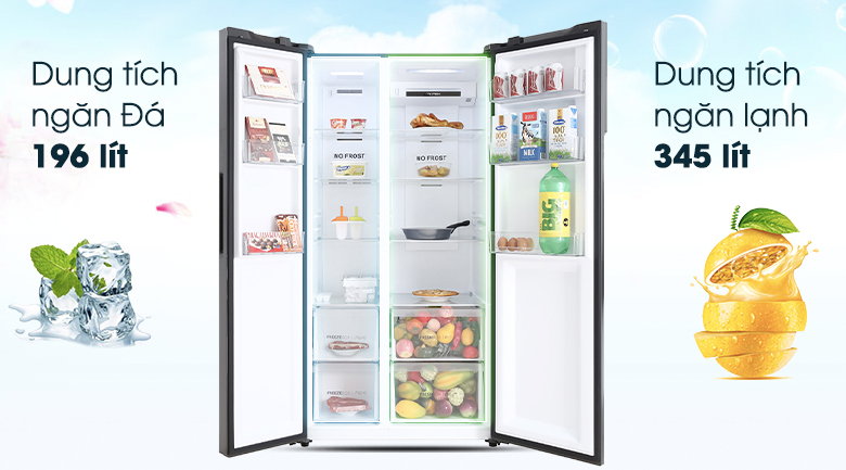 Tủ lạnh Aqua Inverter 541 lít AQR-S541XA(BL)-Dung tích lớn 541 lít, phù hợp với những gia đình 4 - 5 thành viên