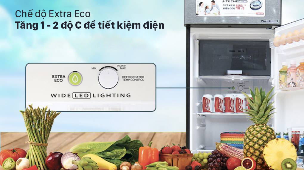 Tủ lạnh Sharp Inverter 253 lít SJ-X281E-DS - Chế độ Extra Eco tăng nhiệt độ 1 - 2 độ C giúp tiết kiệm điện