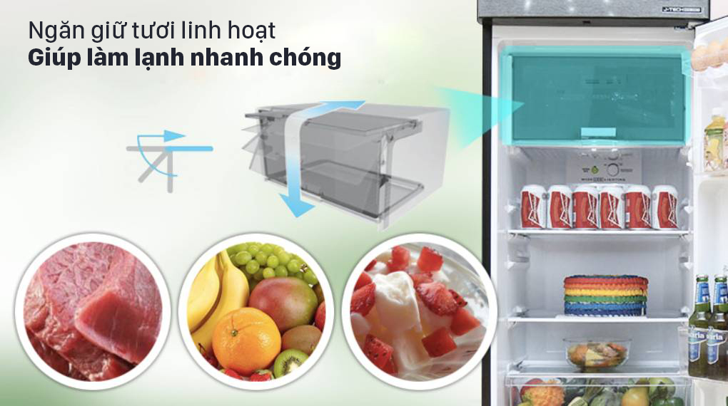Tủ lạnh Sharp Inverter 253 lít SJ-X281E-DS - Ngăn giữ tươi linh hoạt giúp làm lạnh nhanh 