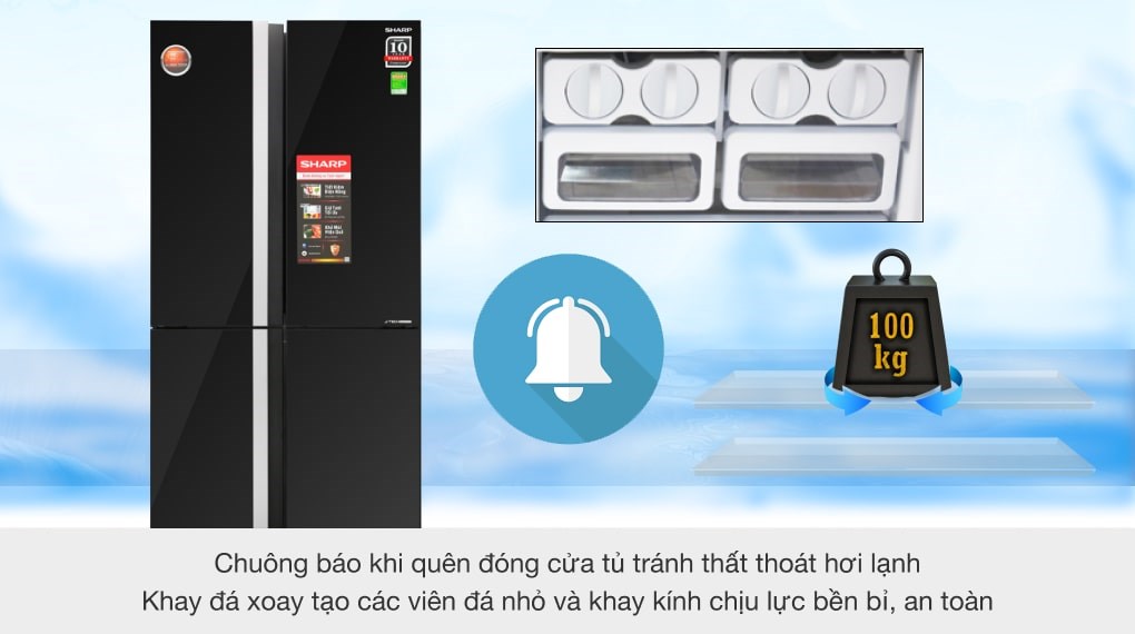 Tủ lạnh Sharp Inverter 605 lít SJ-FX688VG-BK Mẫu 2019 - Khay kính chịu lực bền bỉ